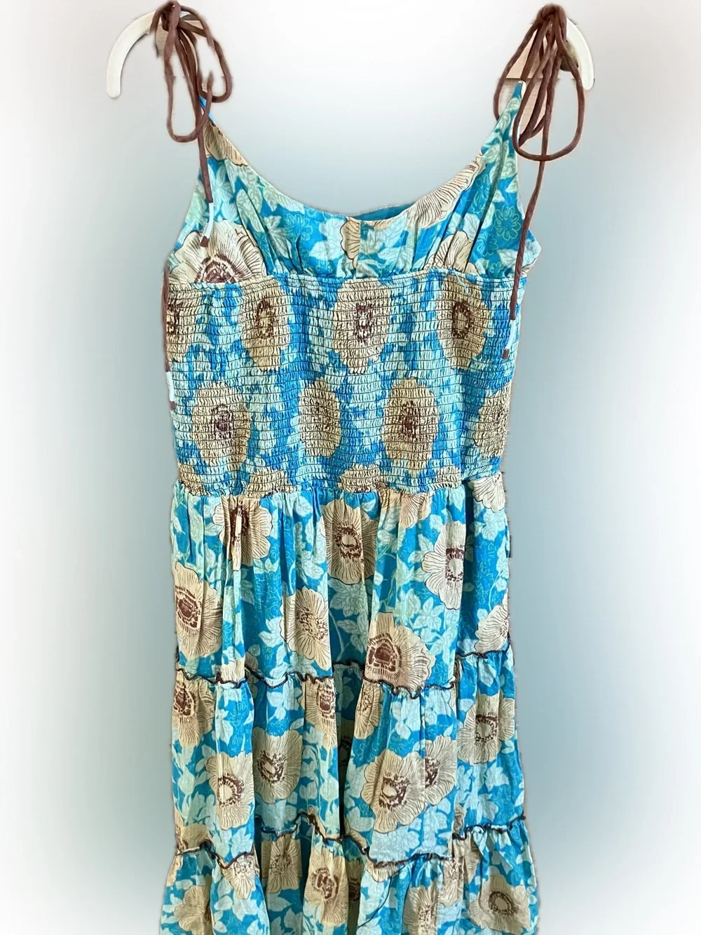 Free People Blue and Cream Floral Maxi Dress